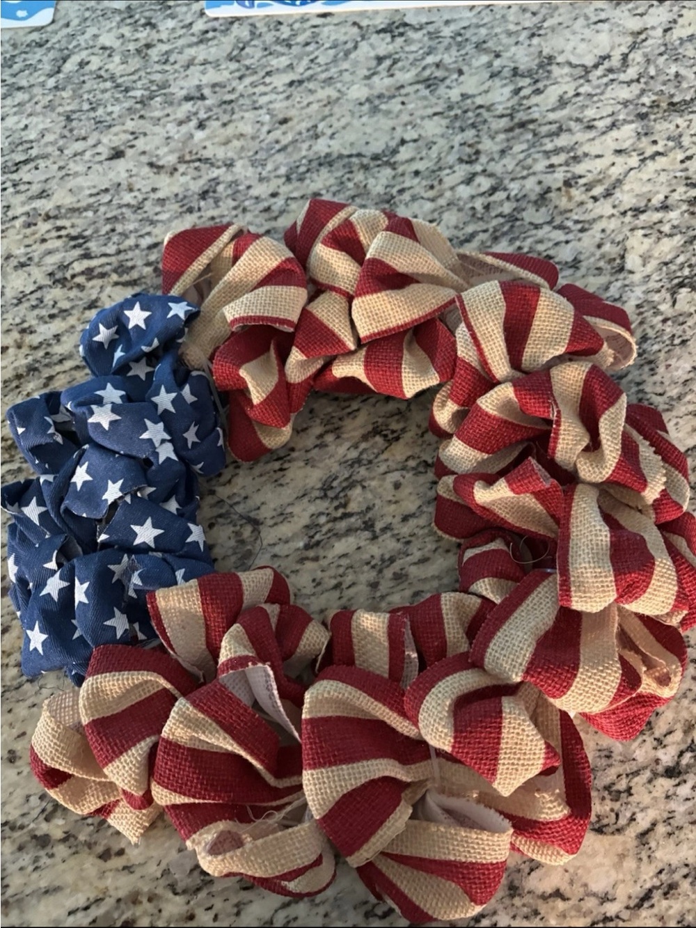 PATRIOTIC American Flag Burlap Door Wreath July 4th Memorial Veterans Day 16x16